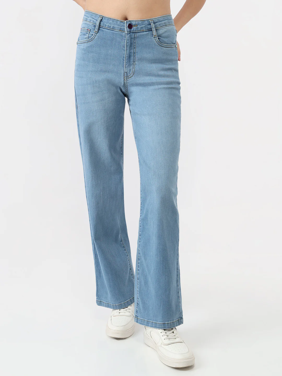 Women Blue High-Rise Wide Leg Jeans - Image 2