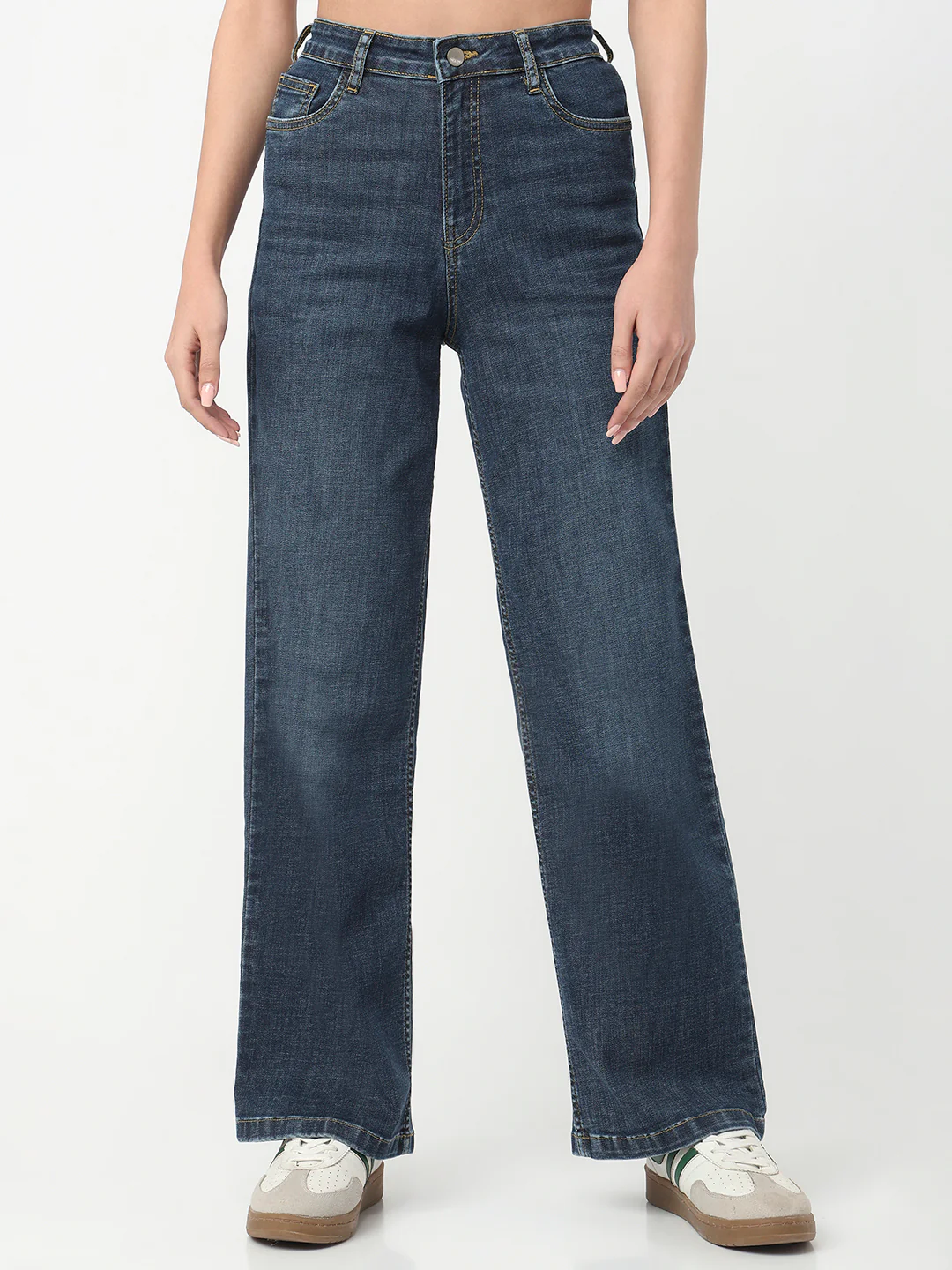 Women Blue High-Rise Wide Leg Jeans - Image 2