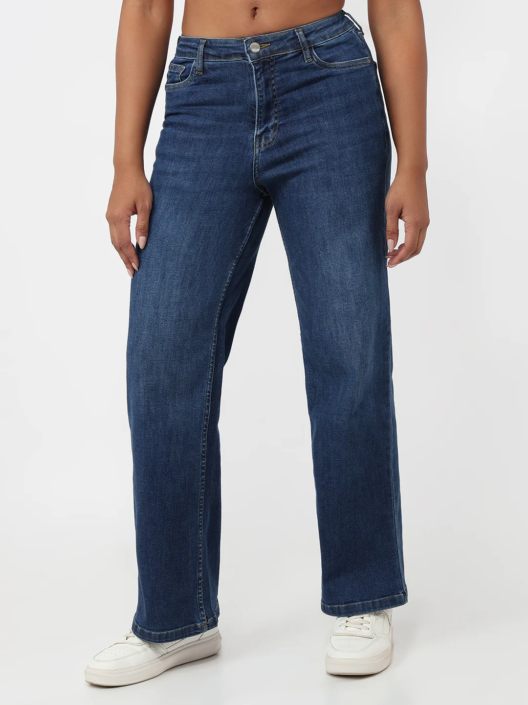 Women Blue High-Rise Wide Leg Jeans - Image 2
