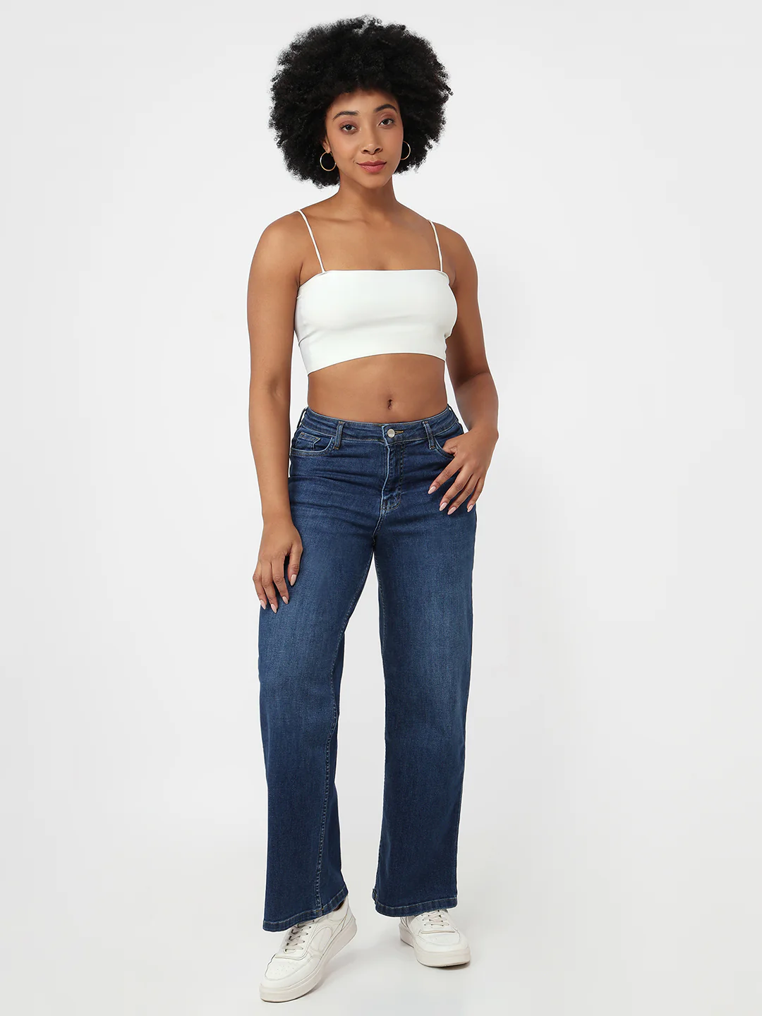 Women Blue High-Rise Wide Leg Jeans - Image 4