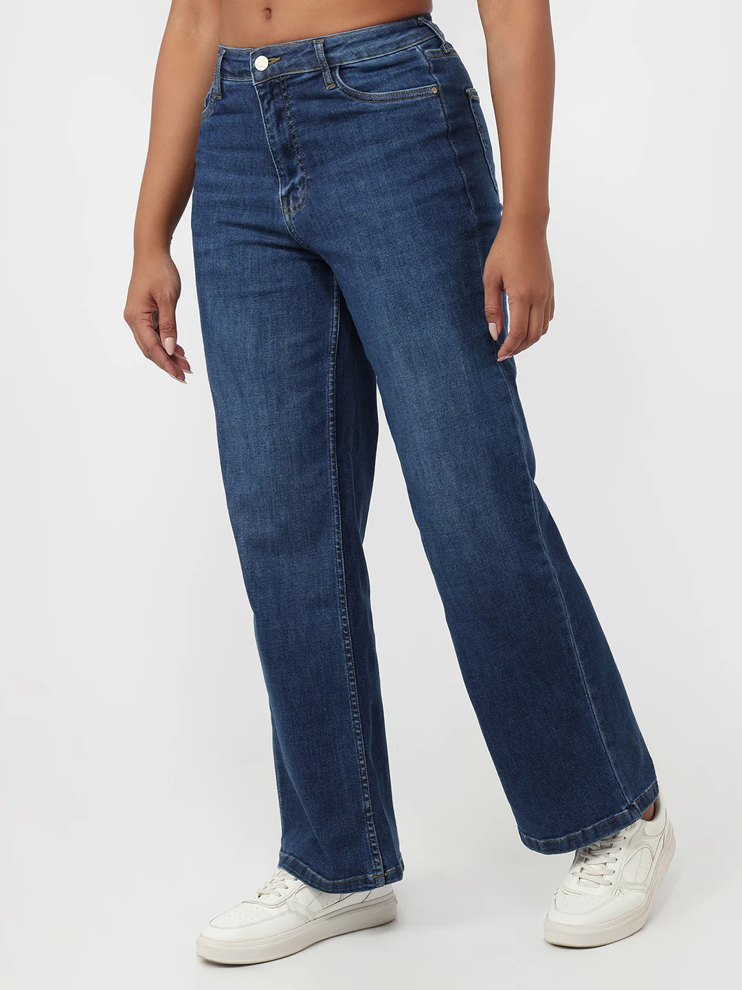 Women Blue High-Rise Wide Leg Jeans - Image 8