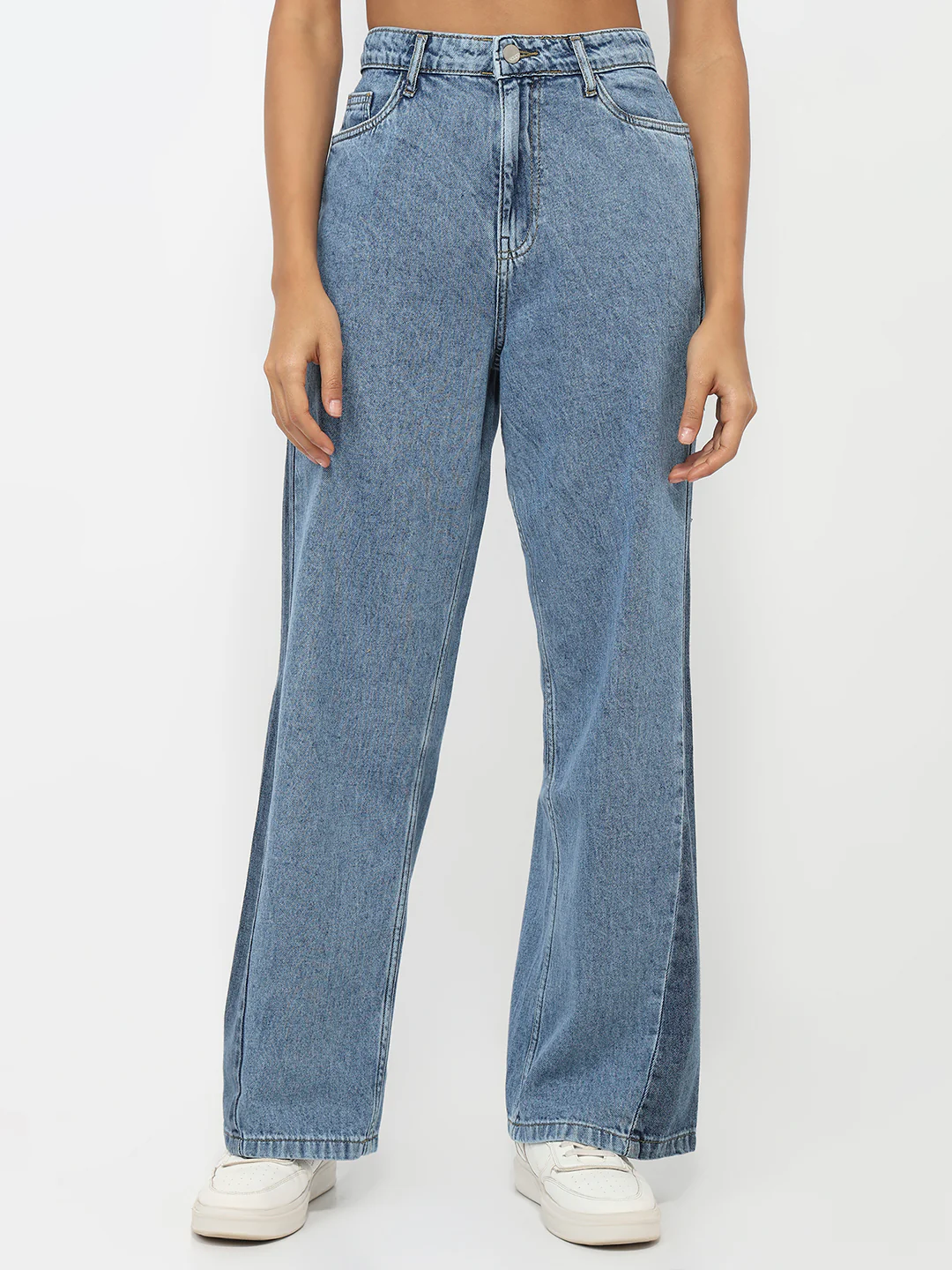 Women Blue High-Rise Wide Leg Jeans - Image 2