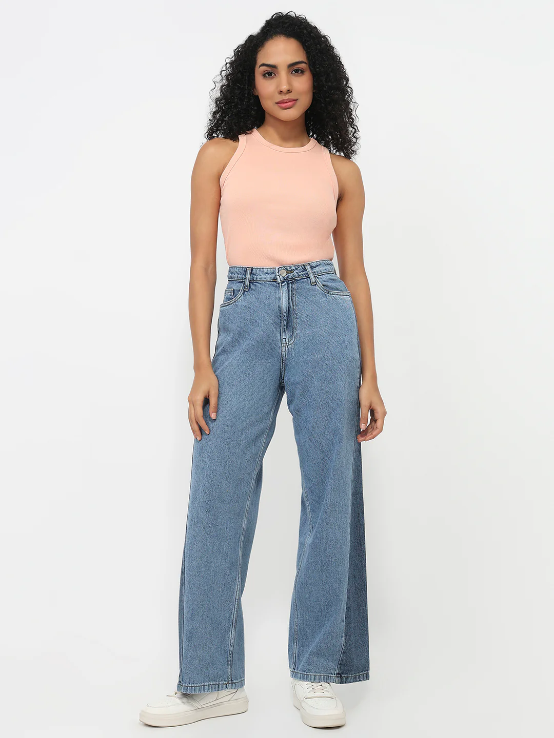 Women Blue High-Rise Wide Leg Jeans - Image 4