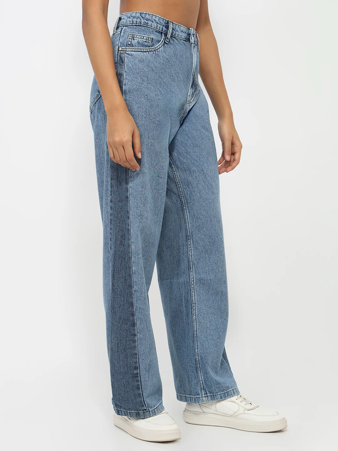 Women Blue High-Rise Wide Leg Jeans - Image 6