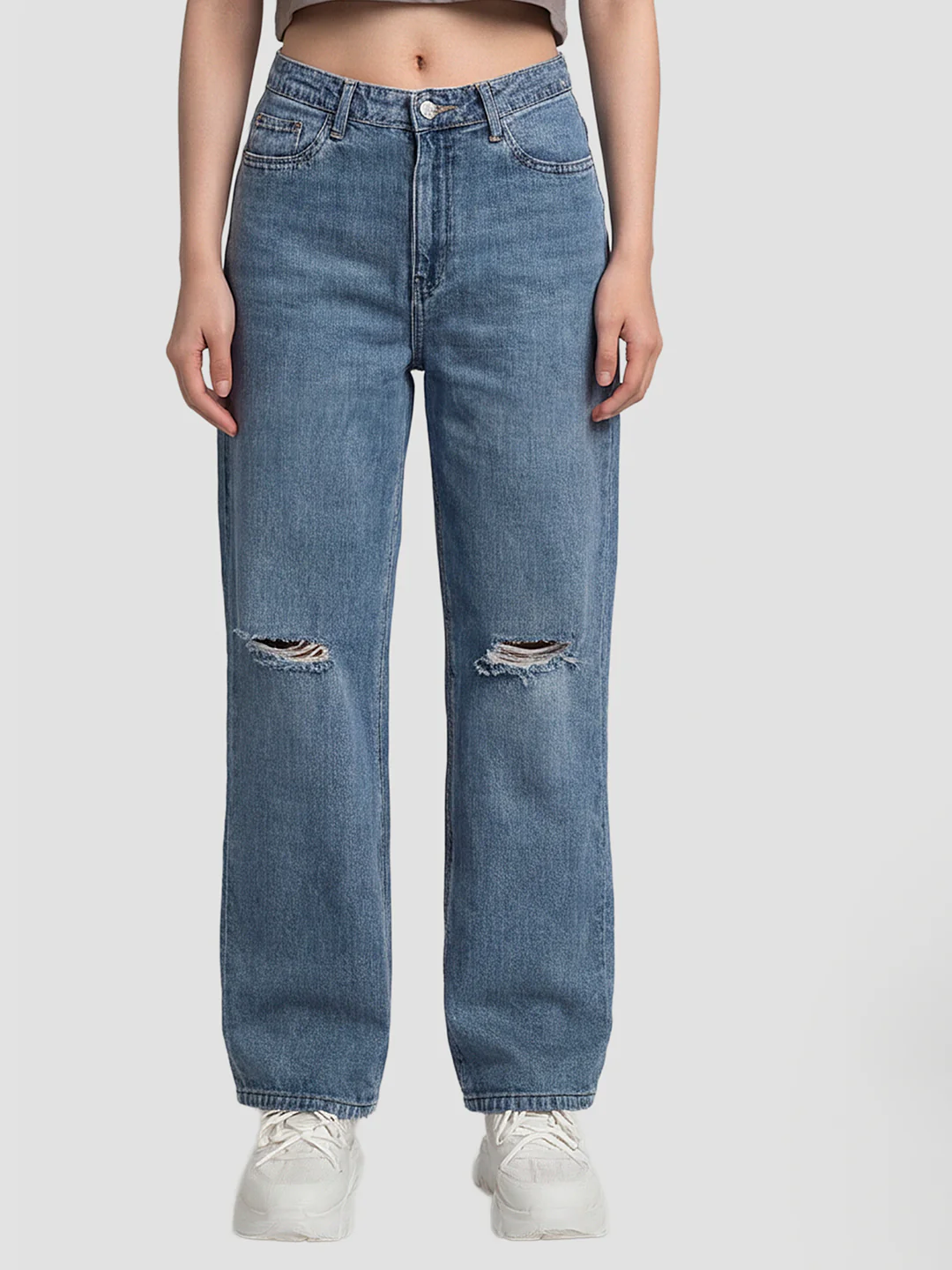 Women Blue High-Rise Wide Leg Jeans - Image 2
