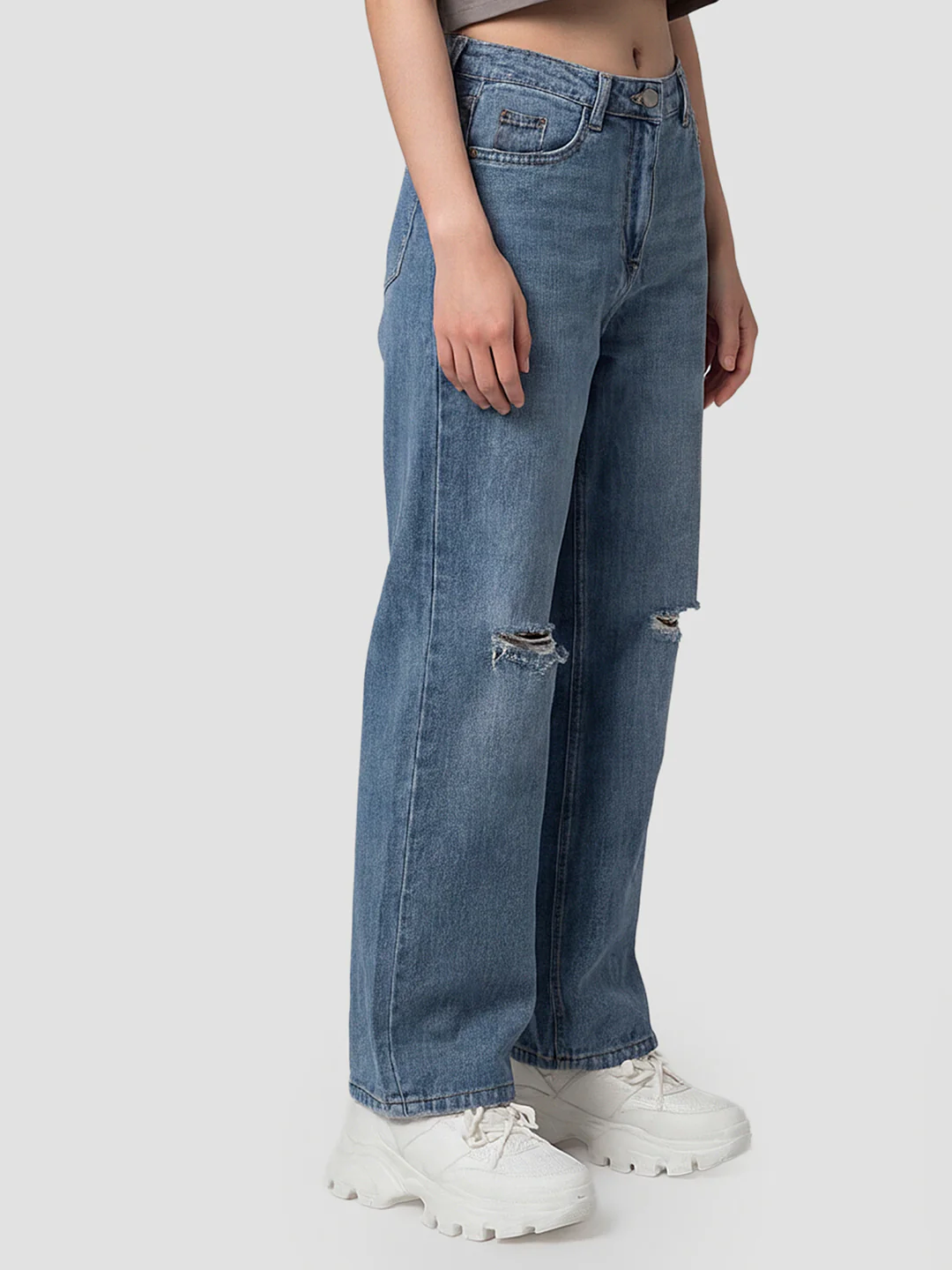 Women Blue High-Rise Wide Leg Jeans - Image 4