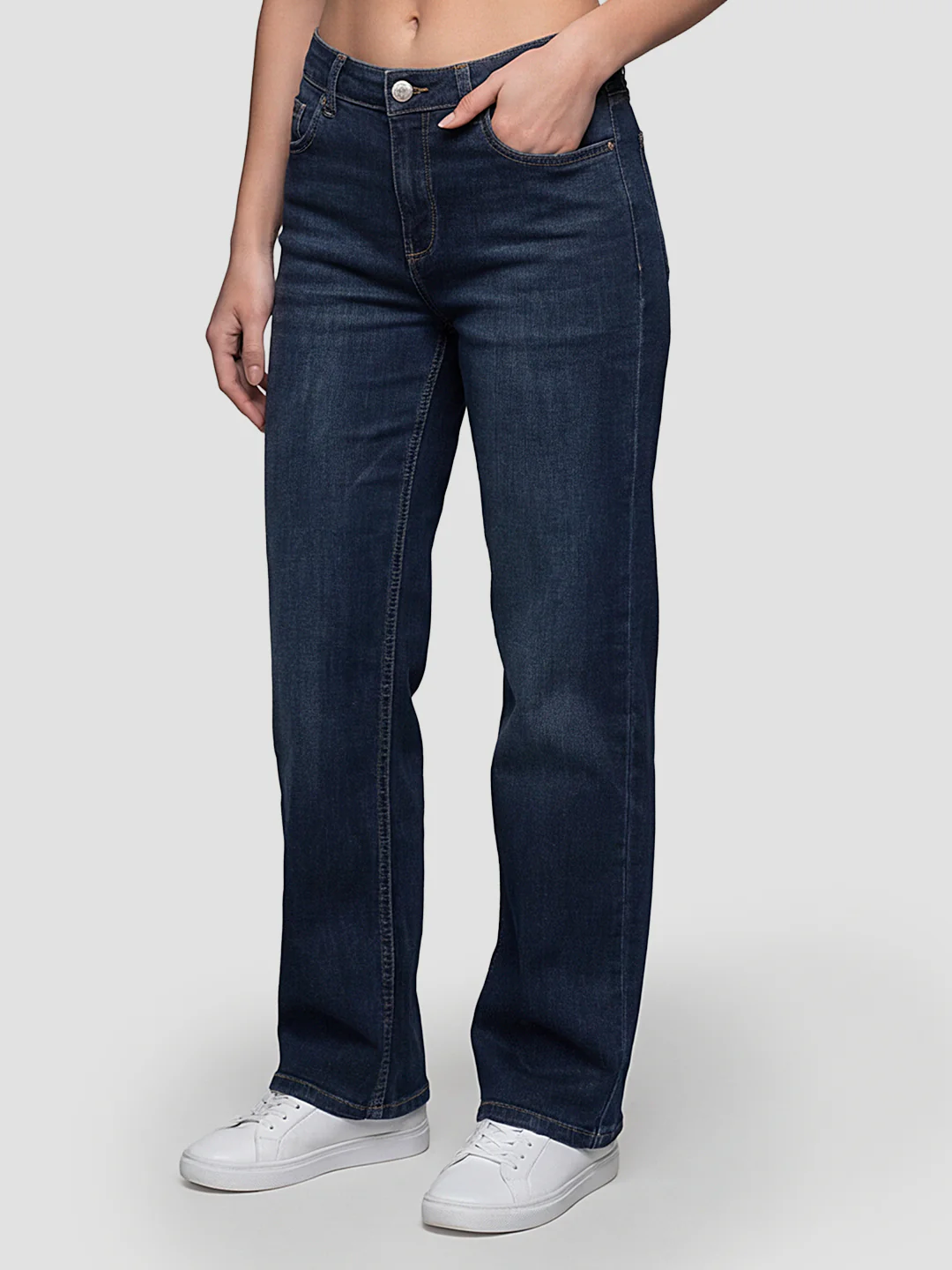 Women Blue High-Rise Wide Leg Jeans - Image 5