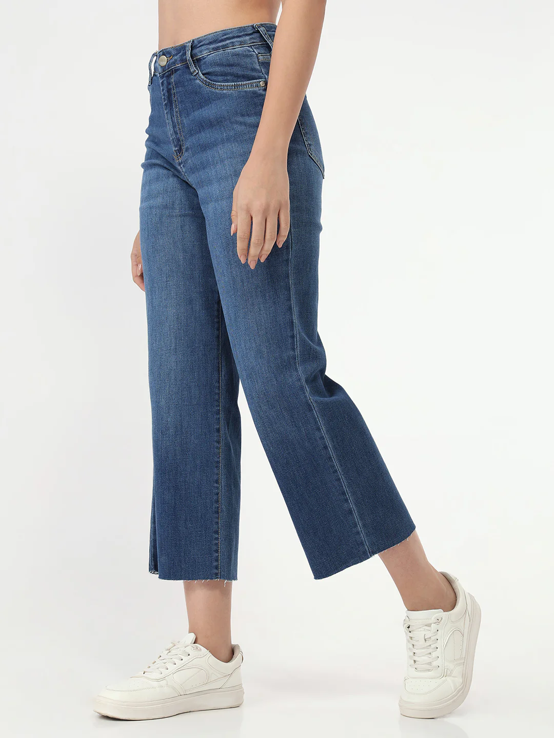 Women Blue High-Rise Wide Leg Jeans - Image 7