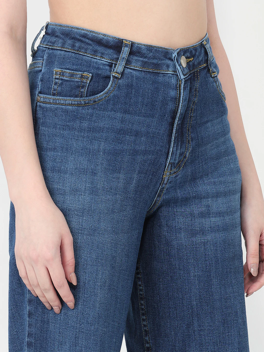 Women Blue High-Rise Wide Leg Jeans - Image 5