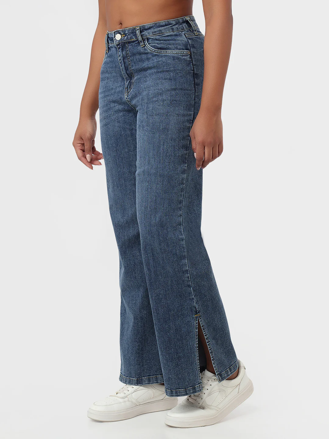 Women Blue High-Rise Wide Leg Jeans - Image 8
