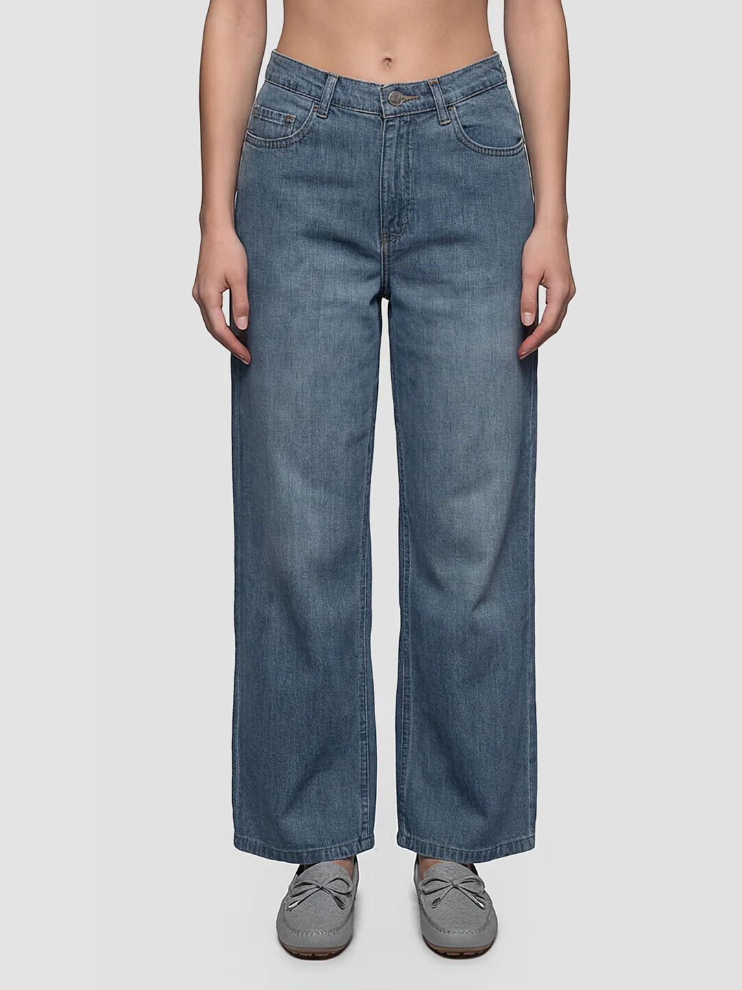 Women Blue High-Rise Wide Leg Jeans - Image 2