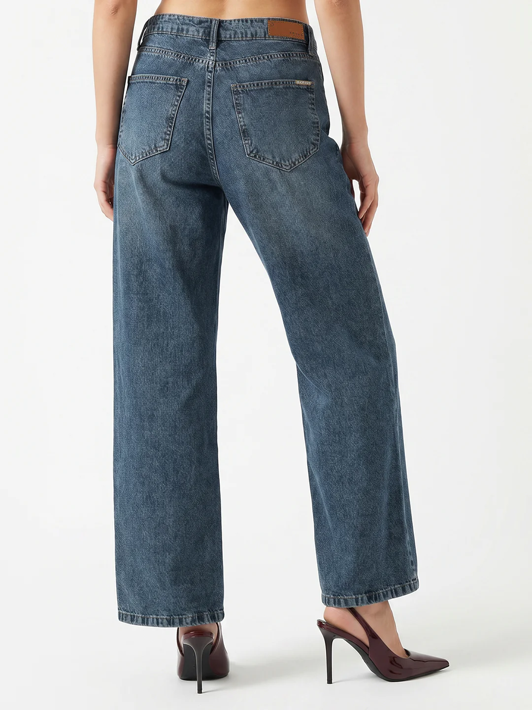 Women Blue High-Rise Wide Leg Jeans - Image 3