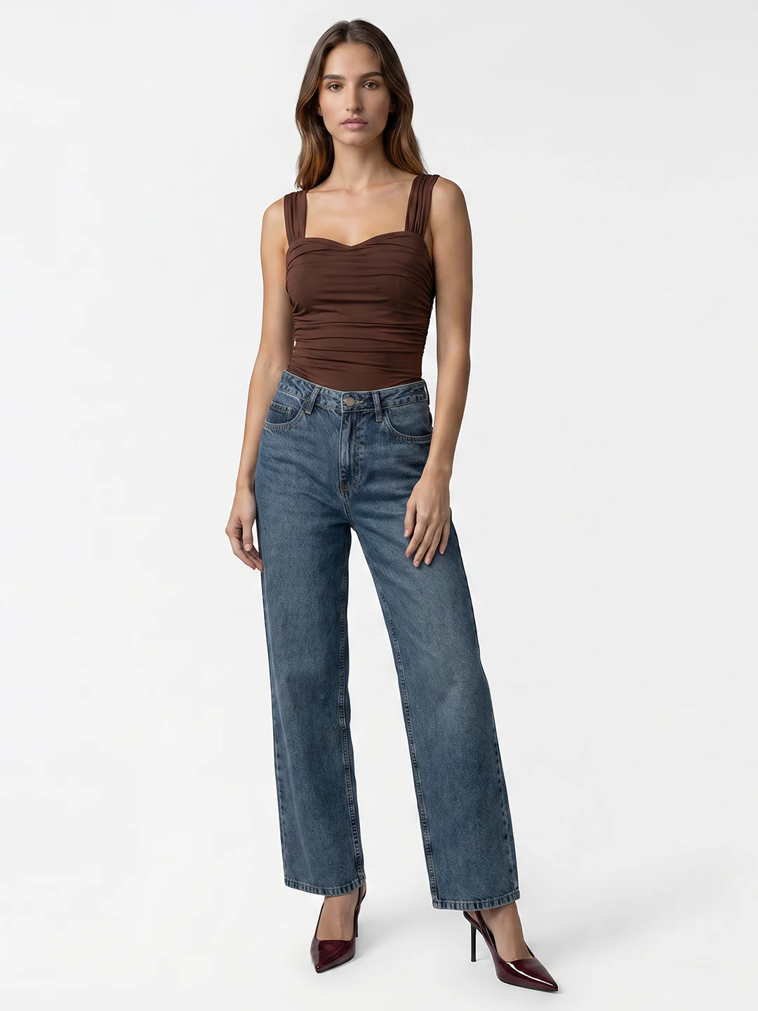Women Blue High-Rise Wide Leg Jeans - Image 4