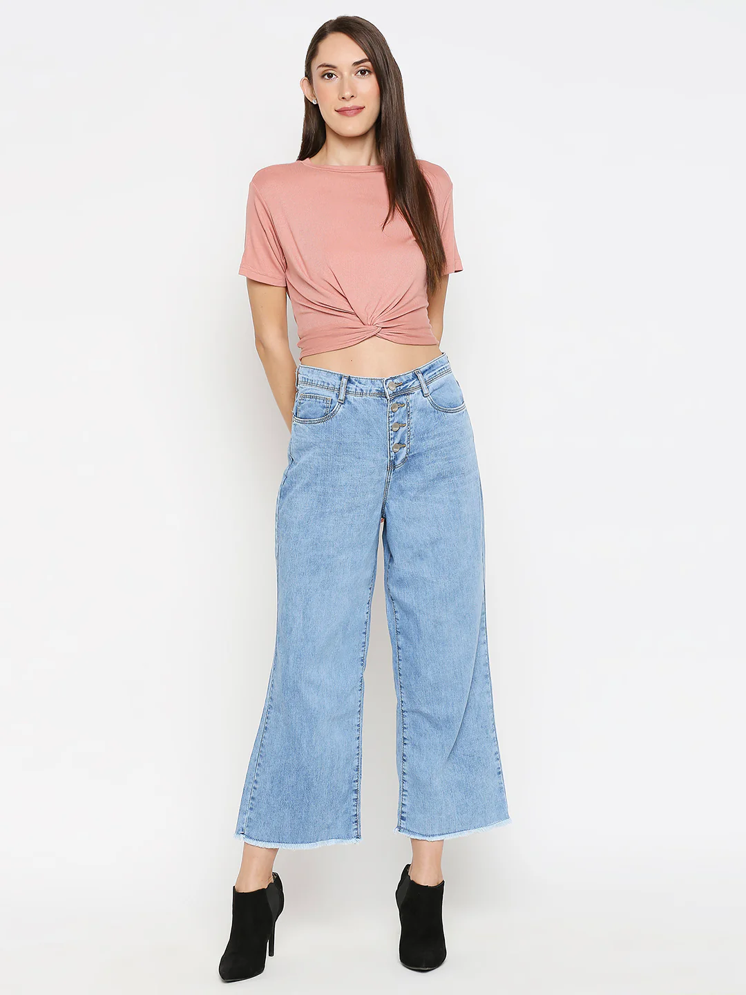 Women Blue High-Rise Wide Leg Jeans