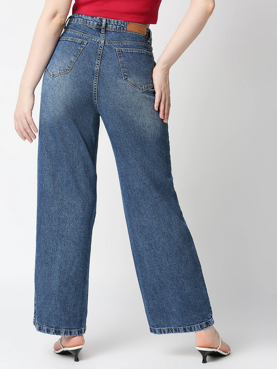 Women Blue High-Rise Wide Leg Jeans - Image 3