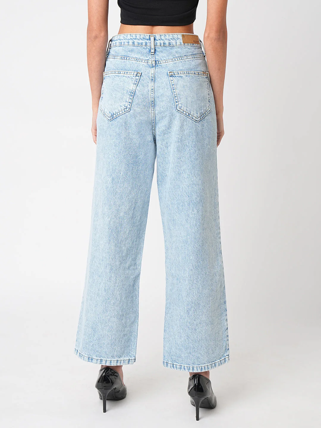 Women Blue High-Rise Wide Leg Jeans - Image 3