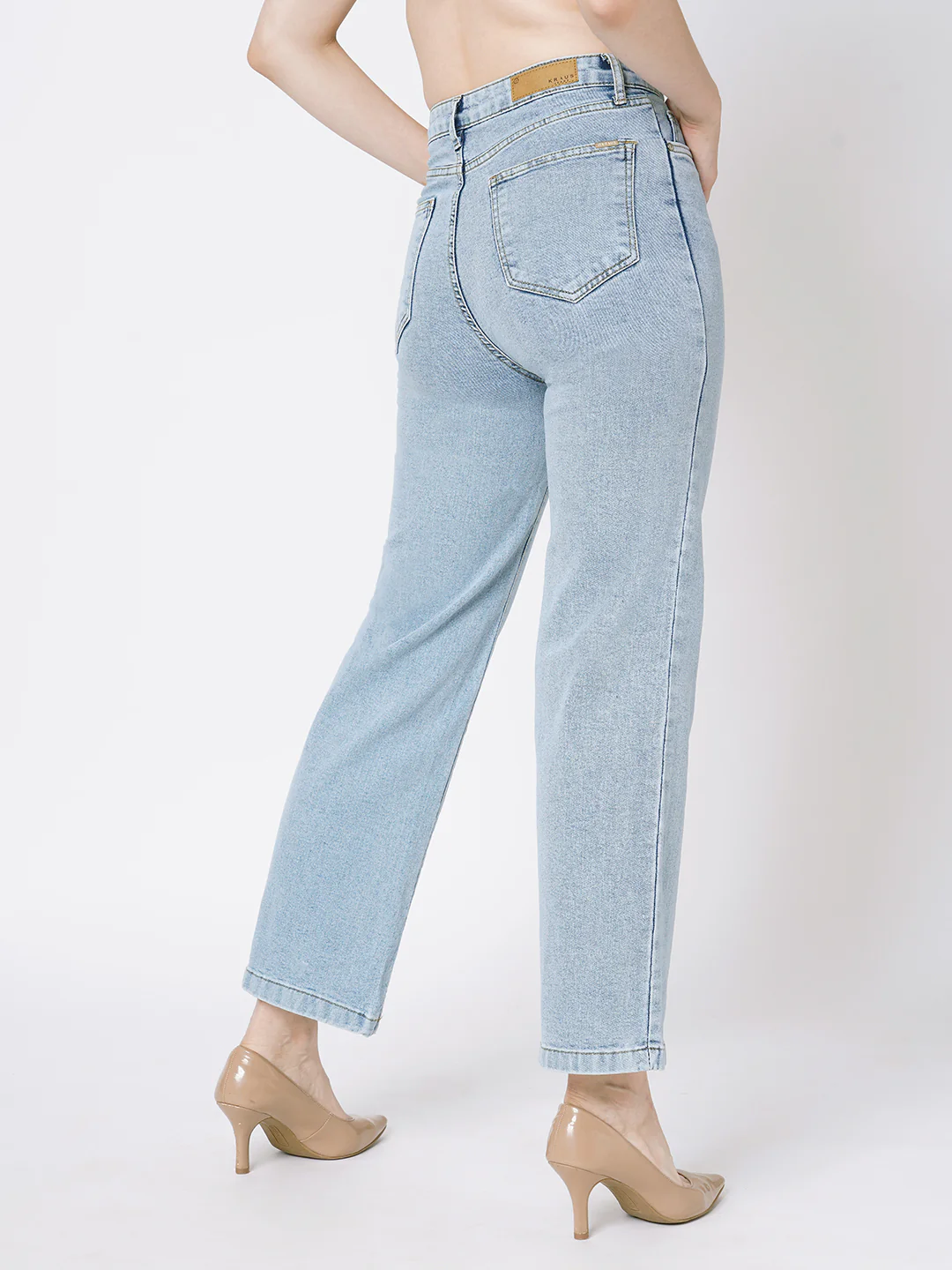 Women Blue High-Rise Wide Leg Jeans - Image 3