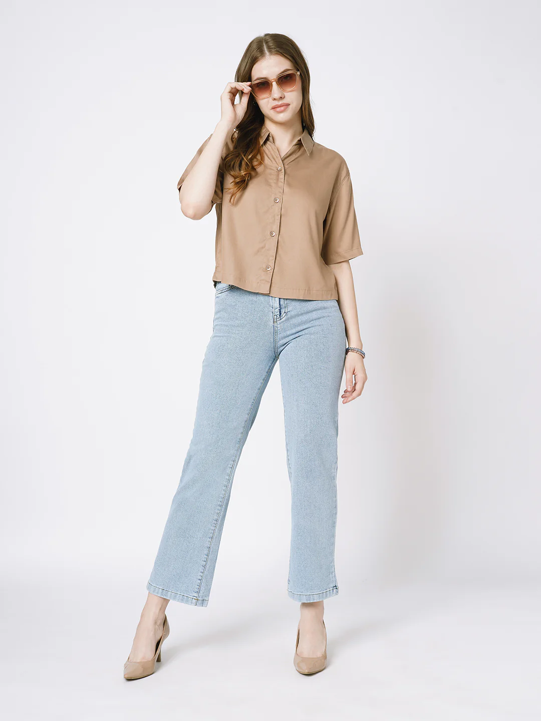 Women Blue High-Rise Wide Leg Jeans - Image 4