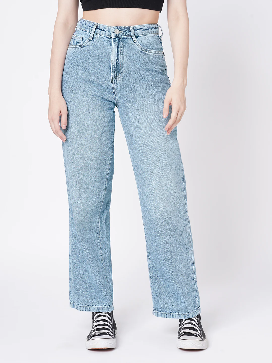 Women Blue High-Rise Wide Leg Jeans - Image 2