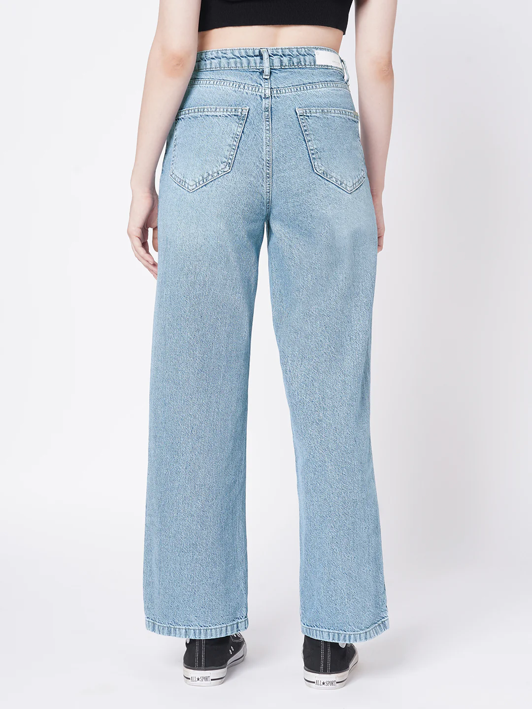 Women Blue High-Rise Wide Leg Jeans - Image 3