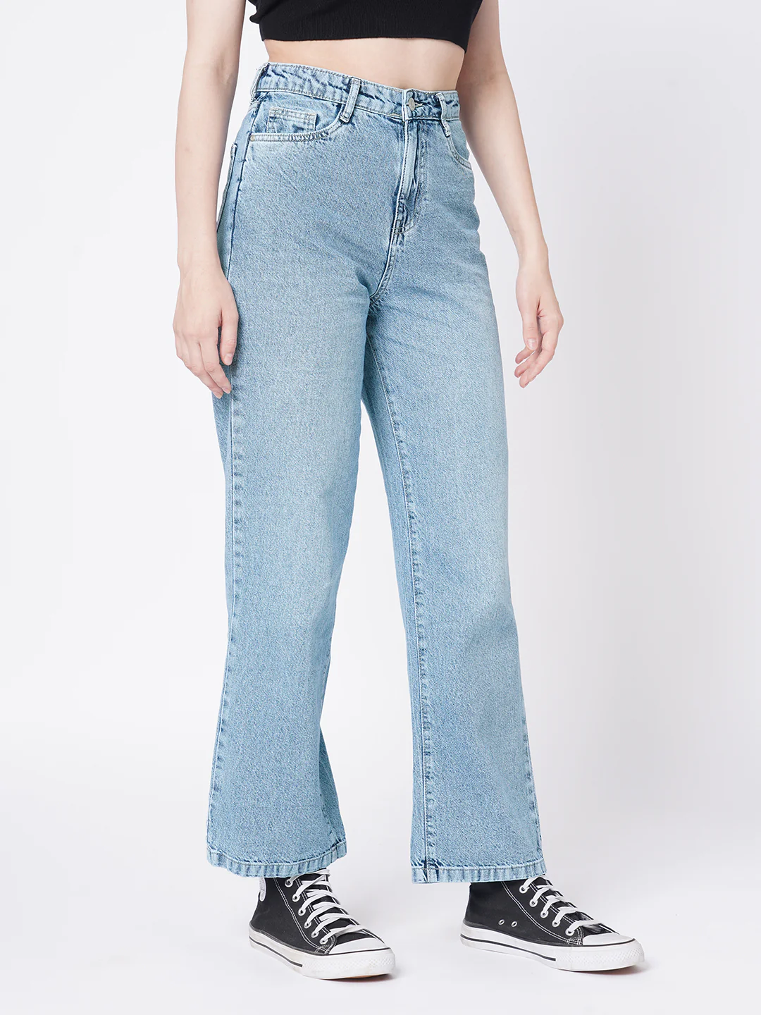 Women Blue High-Rise Wide Leg Jeans - Image 6