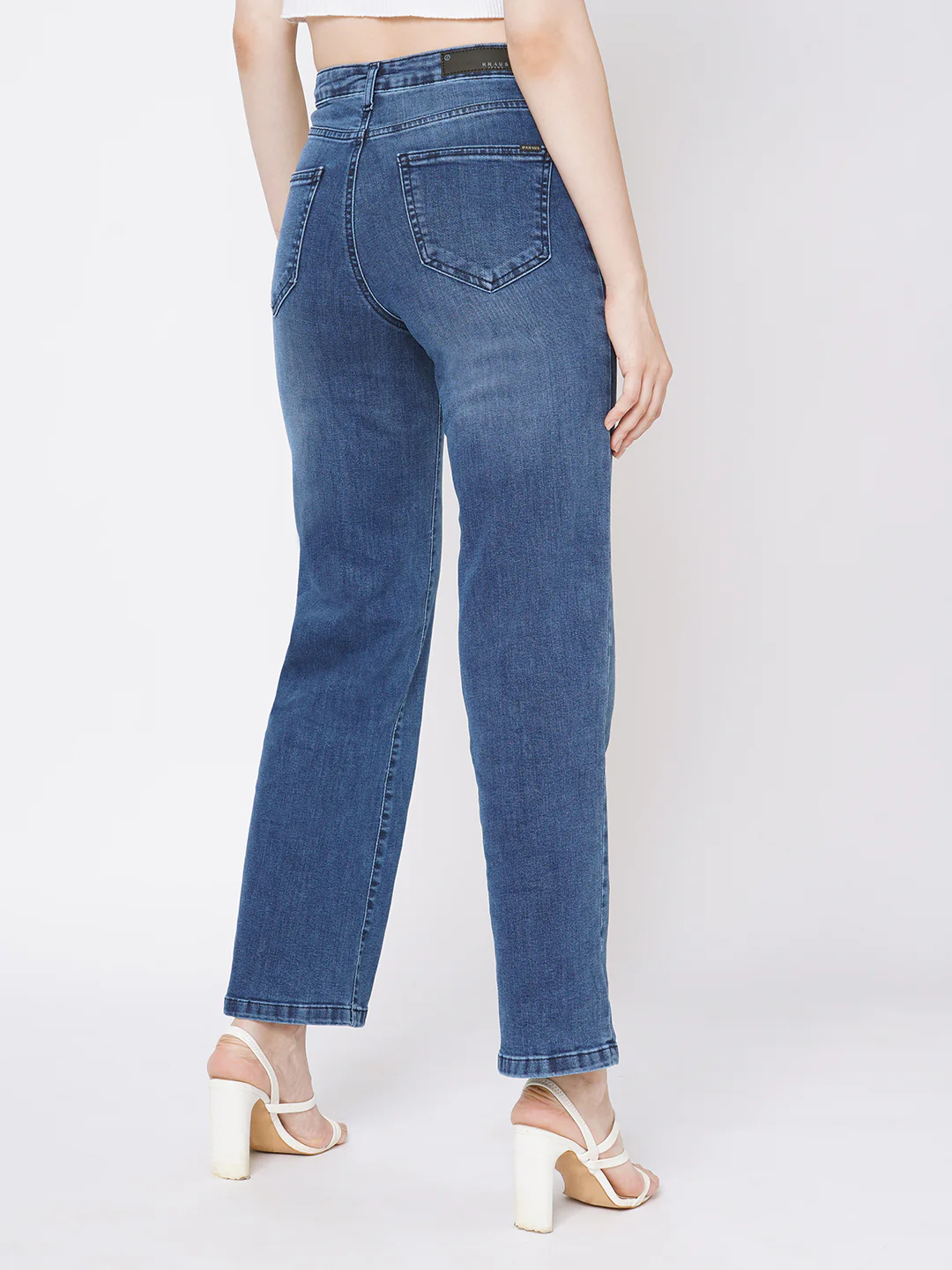 Women Blue High-Rise Wide Leg Jeans - Image 3