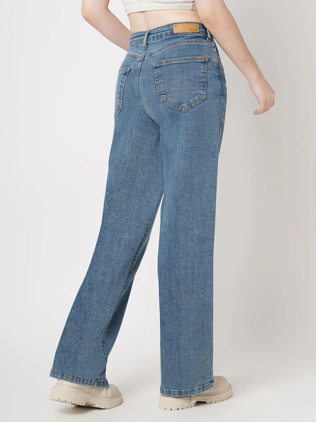 Women Blue High-Rise Wide Leg Jeans - Image 3