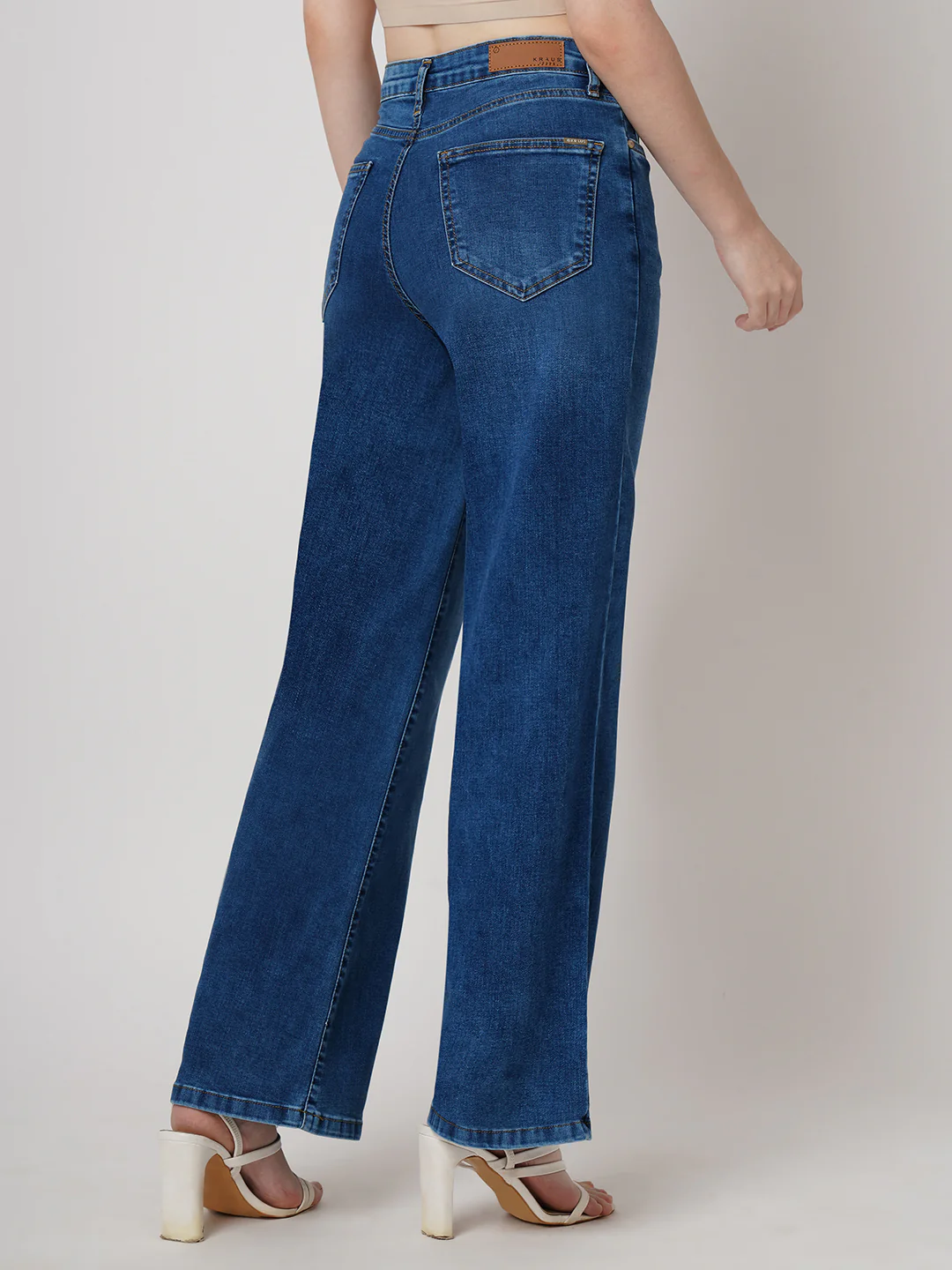 Women Blue High-Rise Wide Leg Jeans - Image 3
