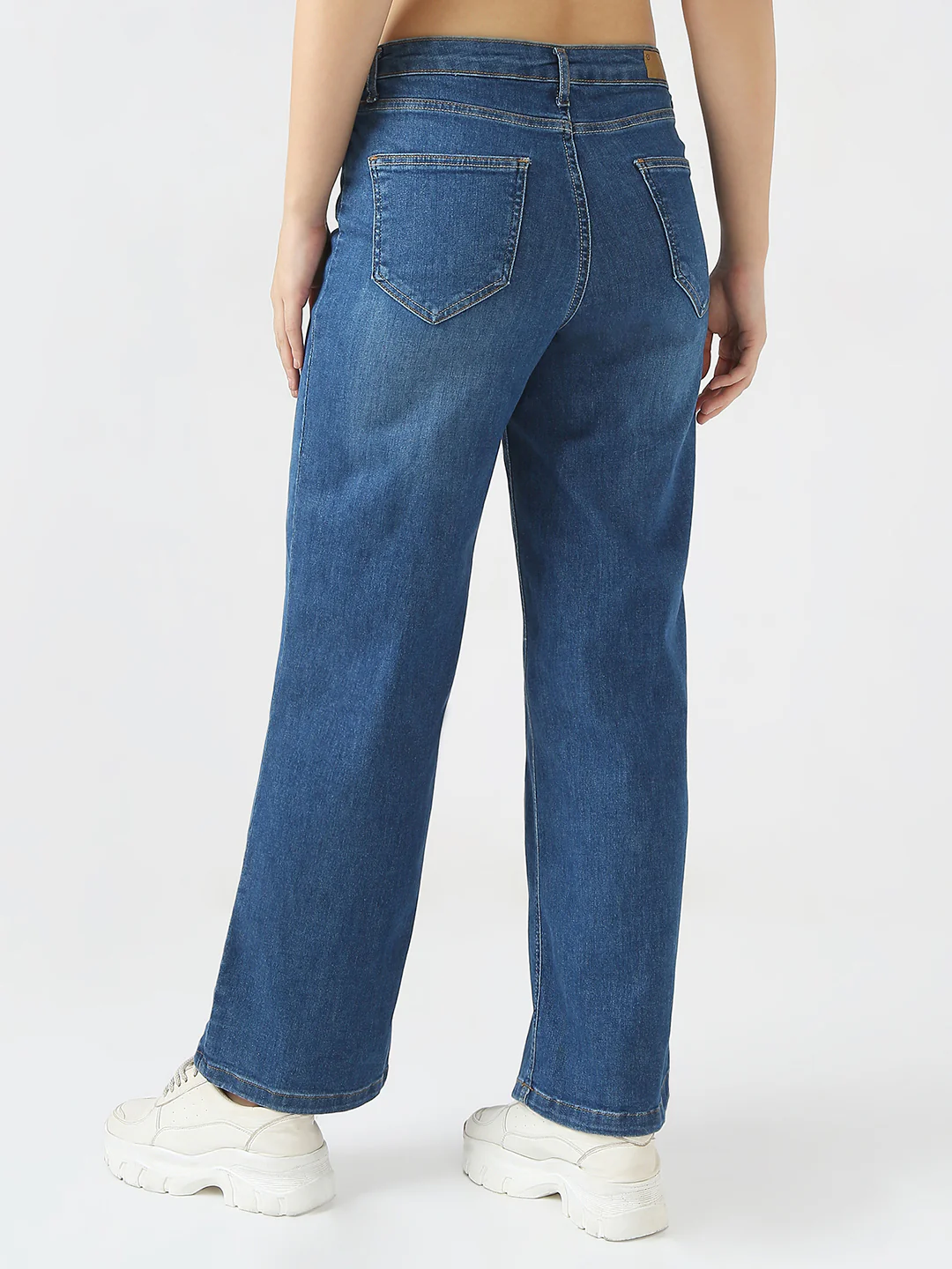 Women Blue High-Rise Wide Leg Jeans - Image 3