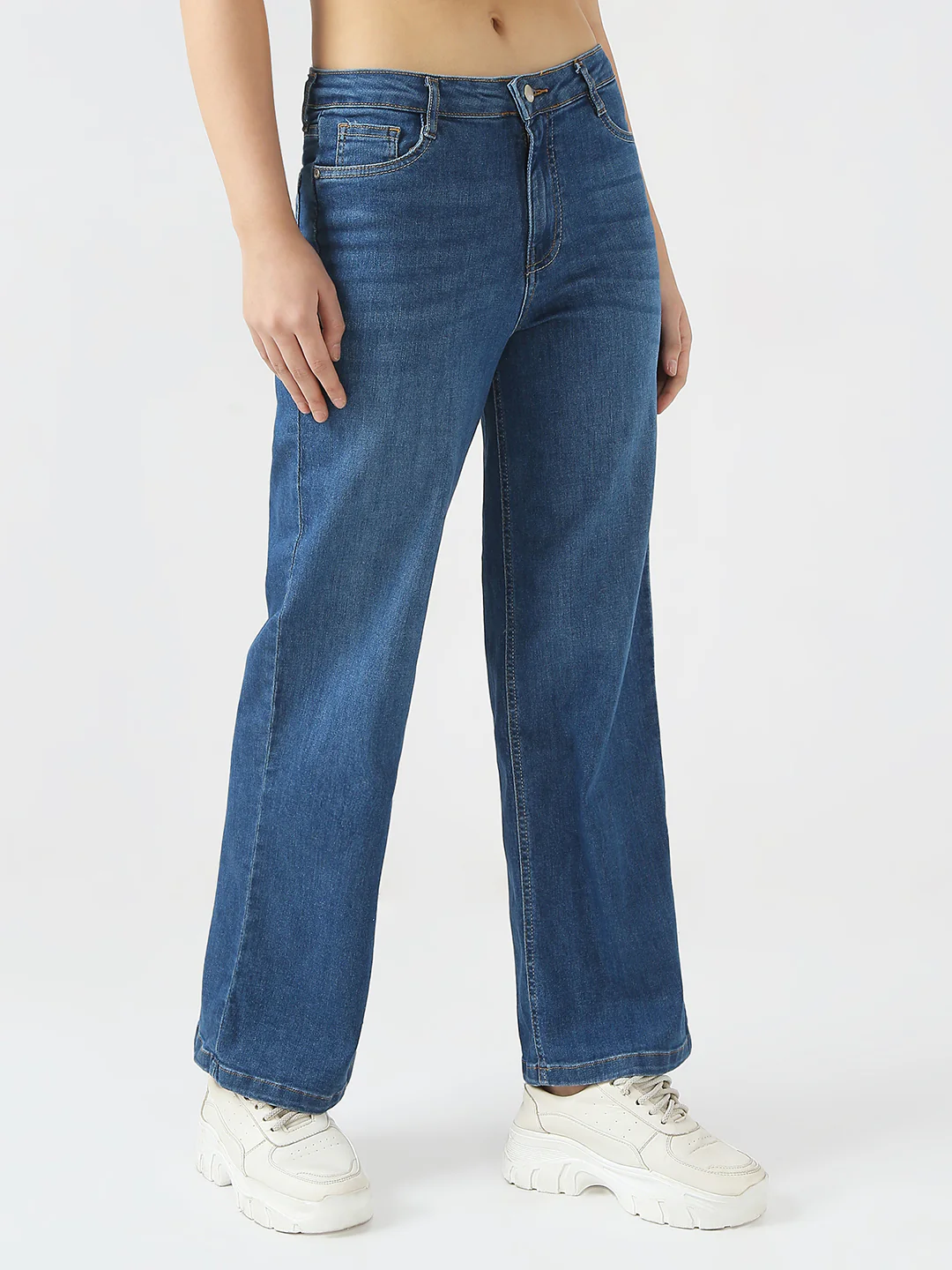 Women Blue High-Rise Wide Leg Jeans - Image 5