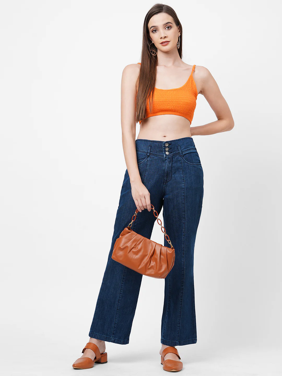 Women Blue High-Rise Wide Leg Jeans - Image 2