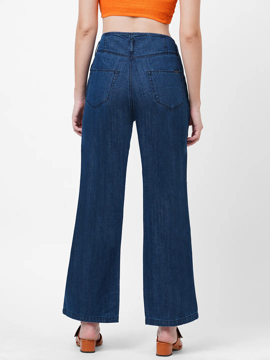 Women Blue High-Rise Wide Leg Jeans - Image 3