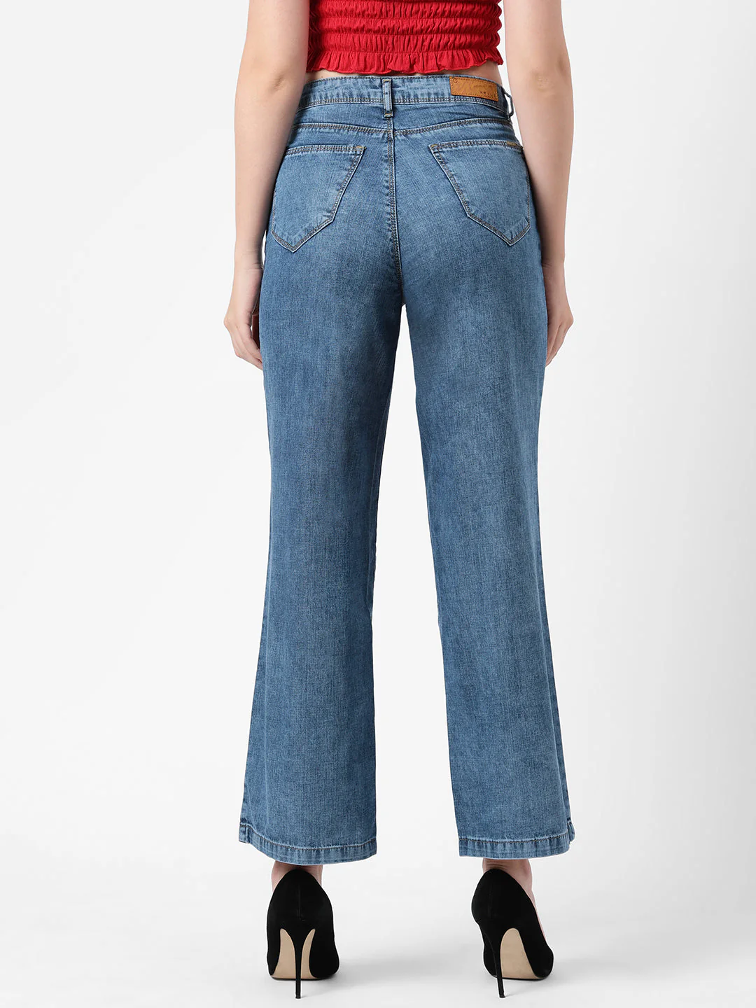 Women Blue High-Rise Wide Leg Jeans - Image 3