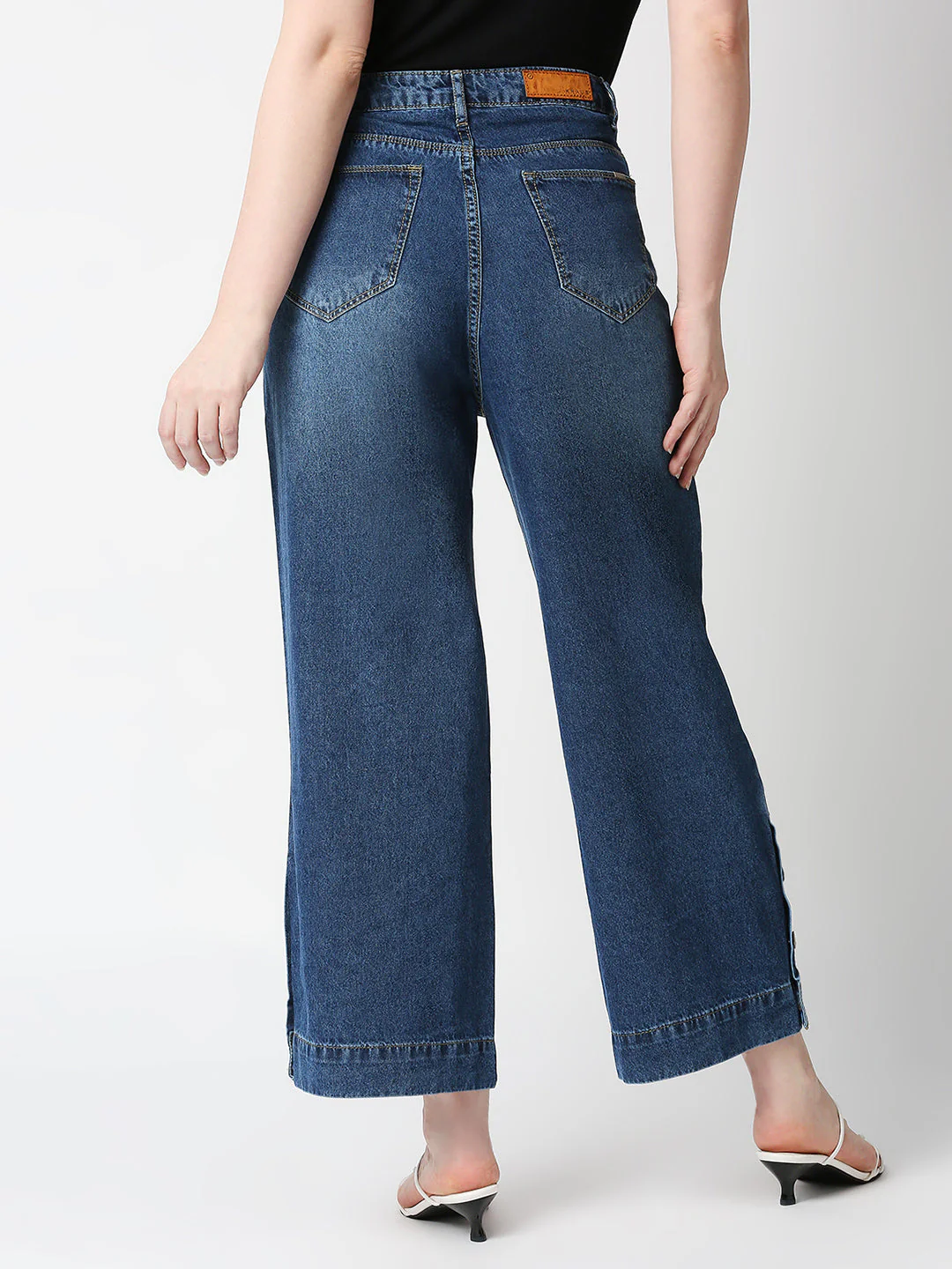 Women Blue High-Rise Wide Leg Jeans - Image 3