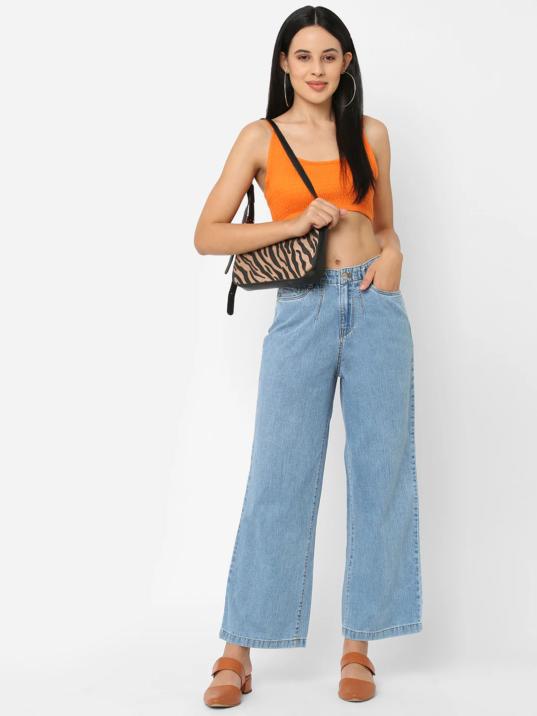 Women Blue High-Rise Wide Leg Jeans - Image 4