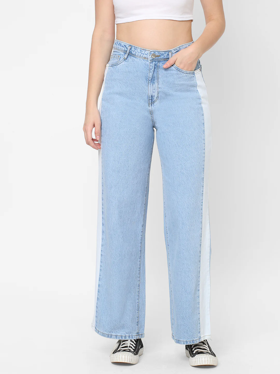 Women Blue High-Rise Wide Leg Jeans - Image 2