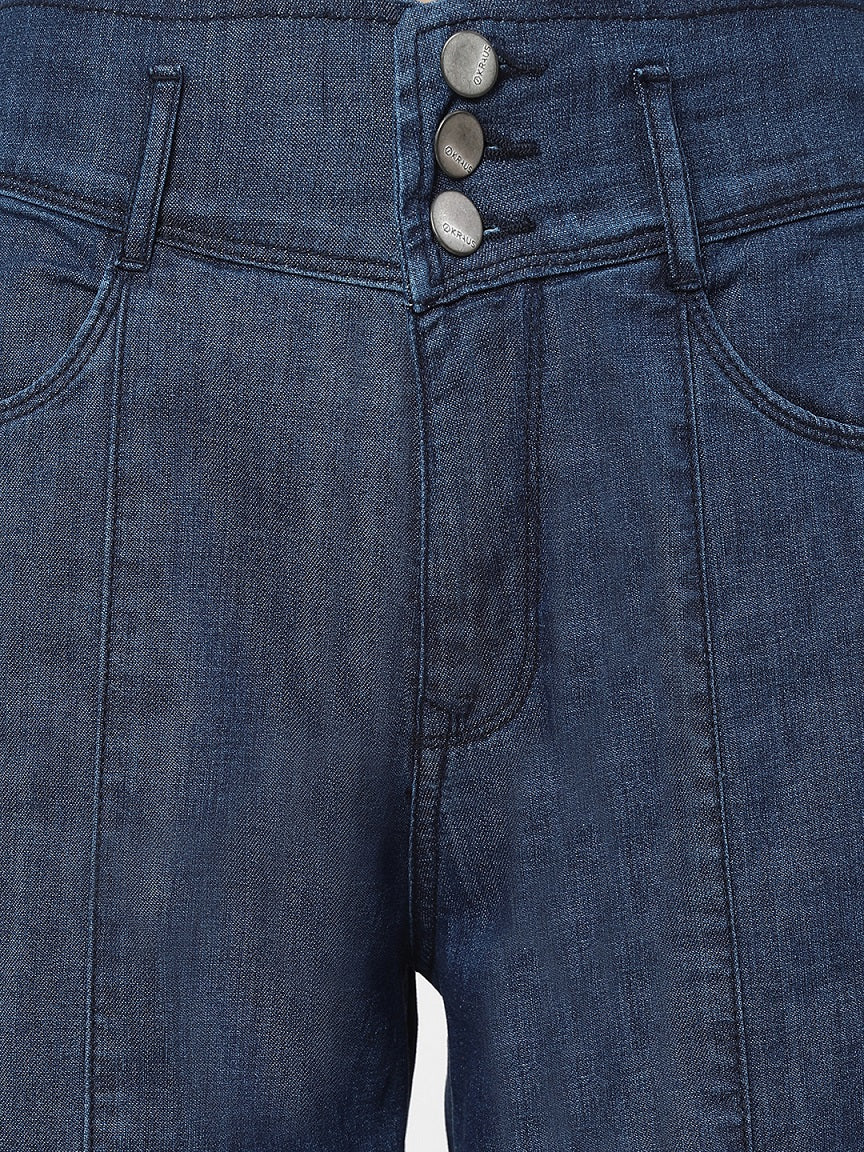 Women Blue High-Rise Wide Leg Jeans - Image 5
