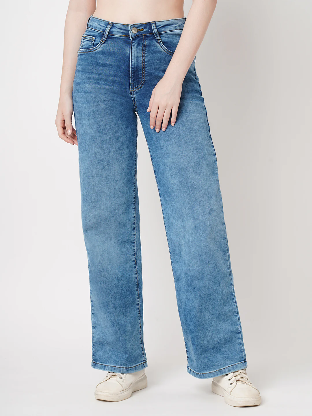 Women Blue High-Rise Wide Leg Jeans - Image 2