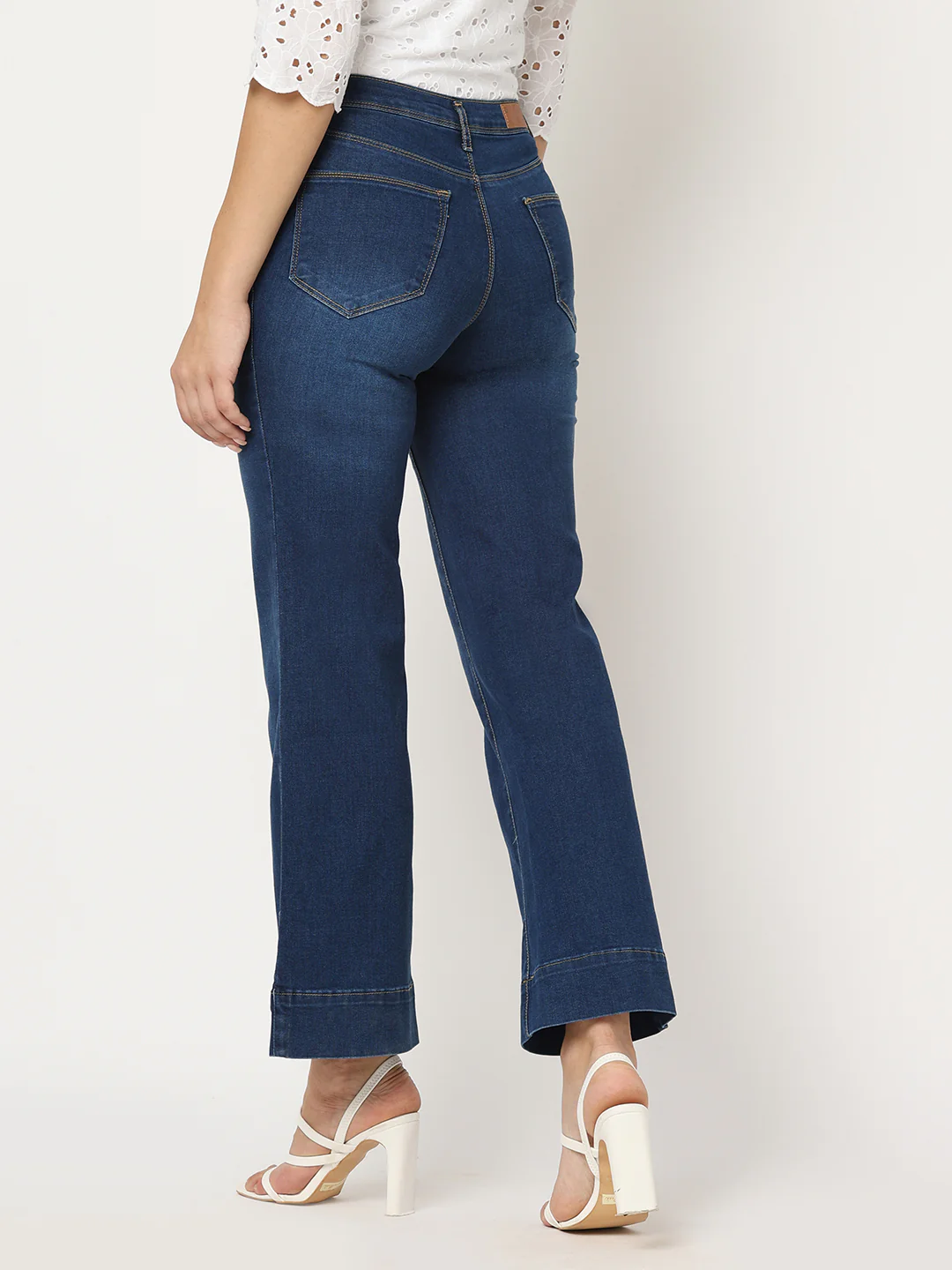 Women Blue High-Rise Wide Leg Jeans - Image 3