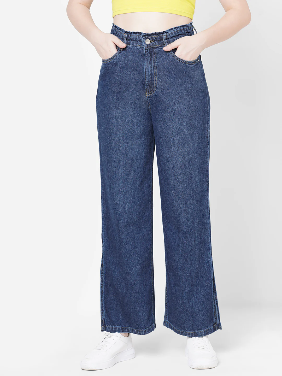 Women Blue High-Rise Wide Leg Jeans - Image 2