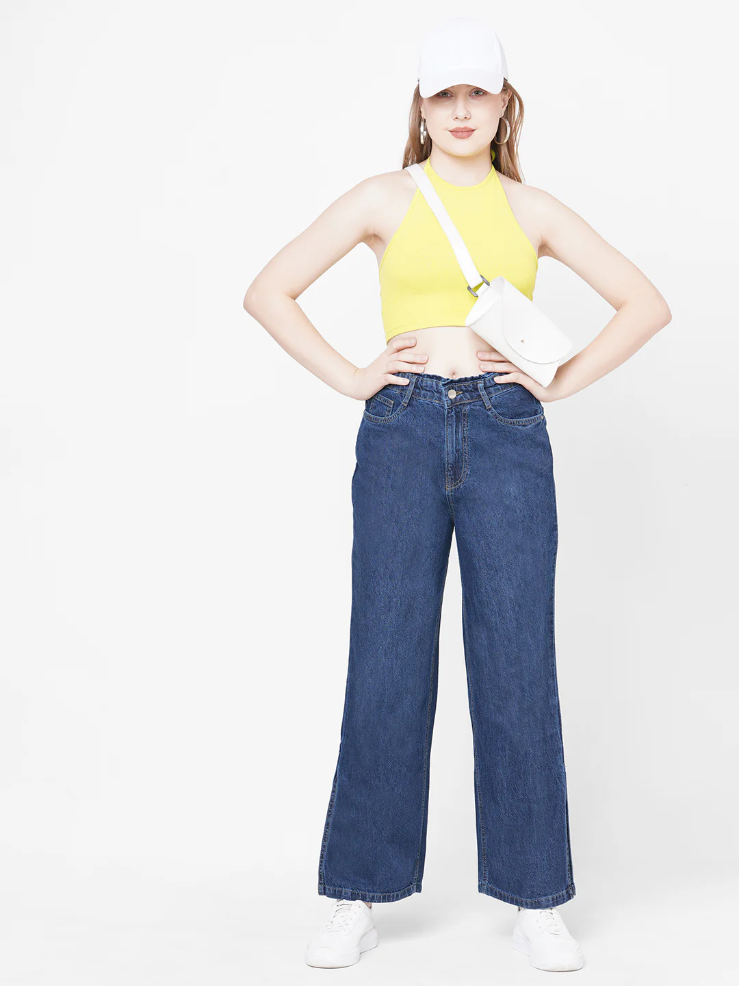 Women Blue High-Rise Wide Leg Jeans - Image 4