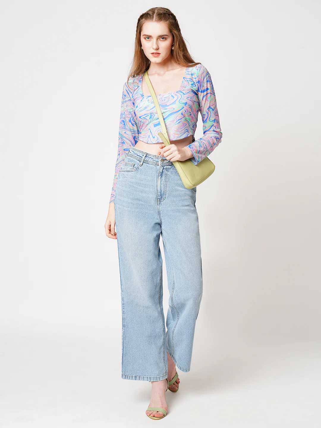 Women Blue High-Rise Wide Leg Jeans - Image 4