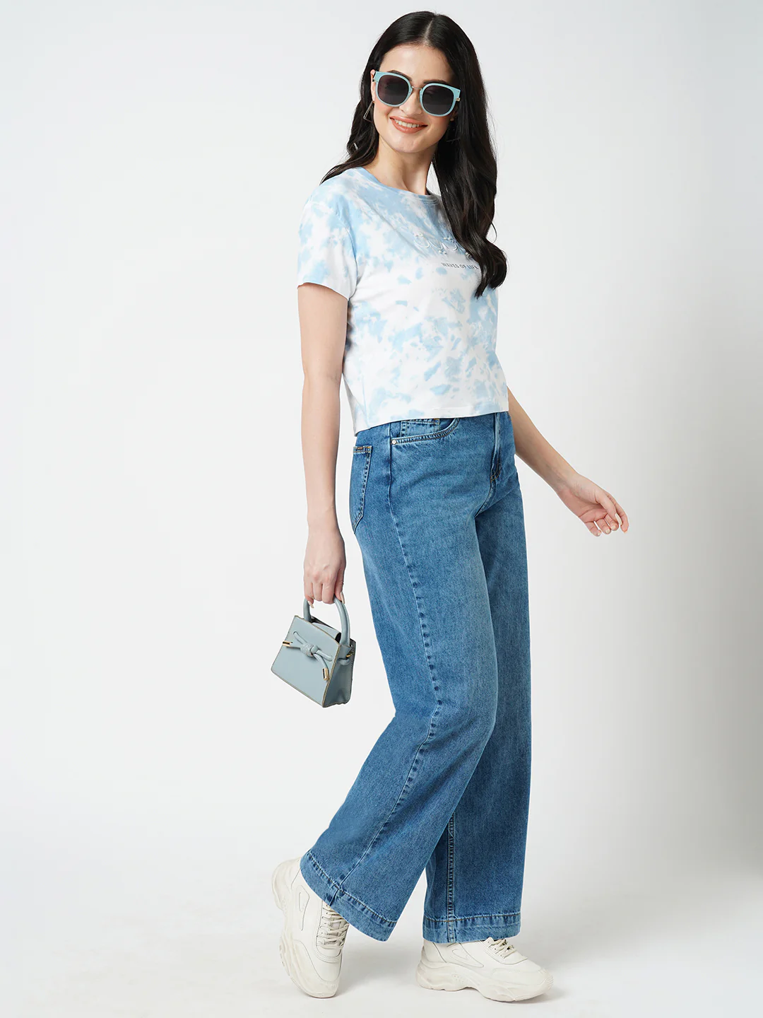 Women Blue High-Rise Wide Leg Jeans - Image 4