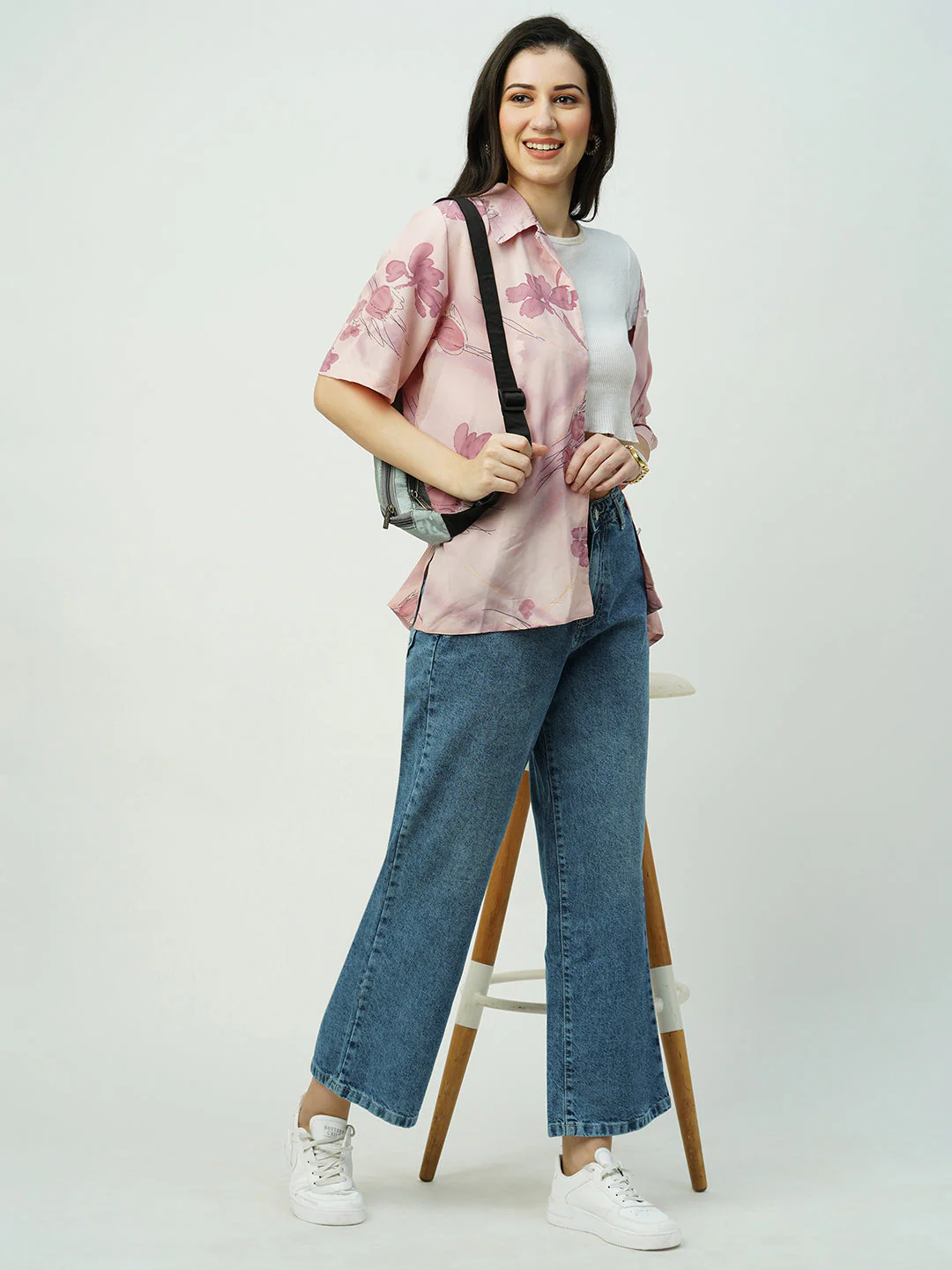 Women Blue High-Rise Wide Leg Jeans