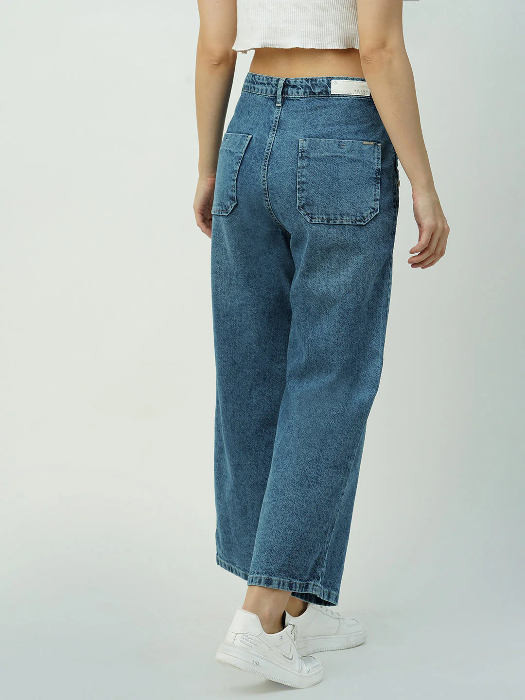 Women Blue High-Rise Wide Leg Jeans - Image 3