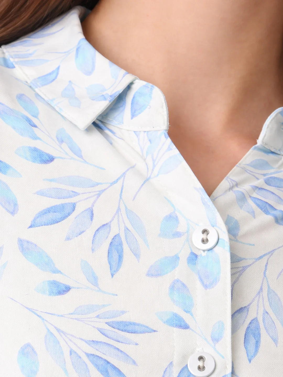 Women Blue Leaf Shirt - Image 5