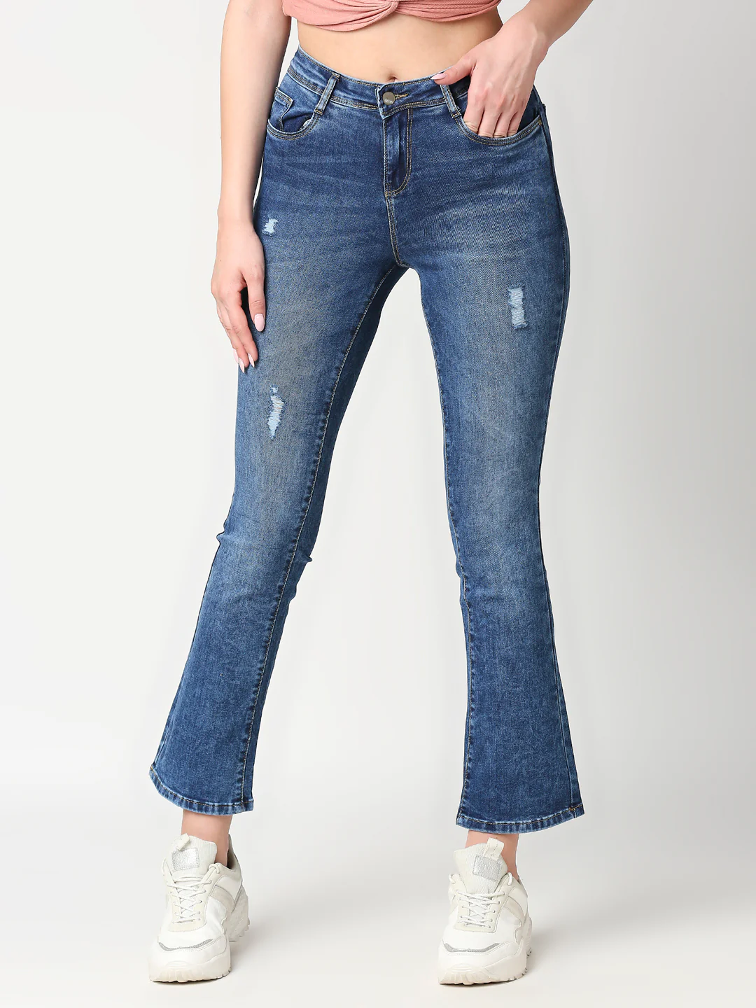 Women Blue Mid-Rise Bootcut Jeans - Image 2