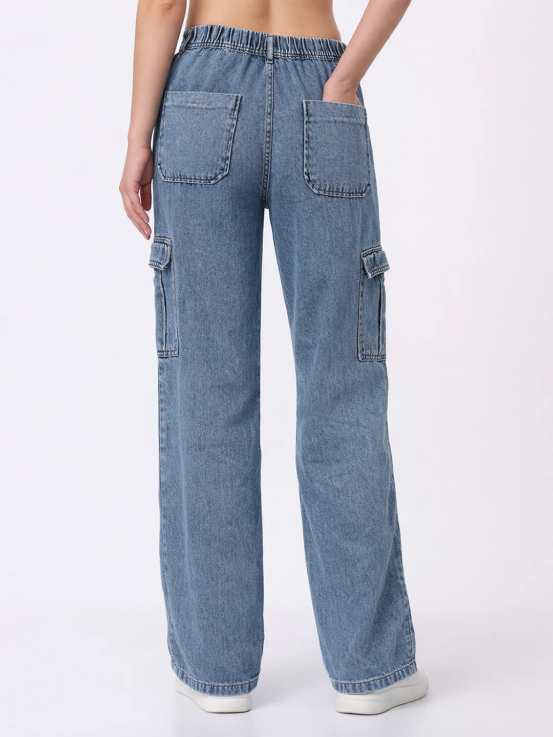 Women Blue Mid-Rise Cargo - Image 3