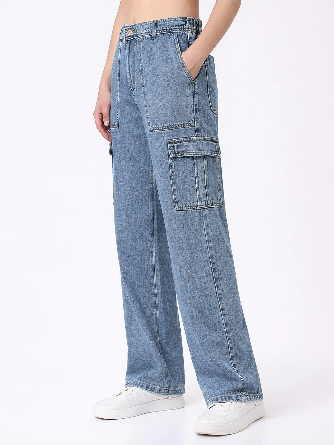 Women Blue Mid-Rise Cargo - Image 7