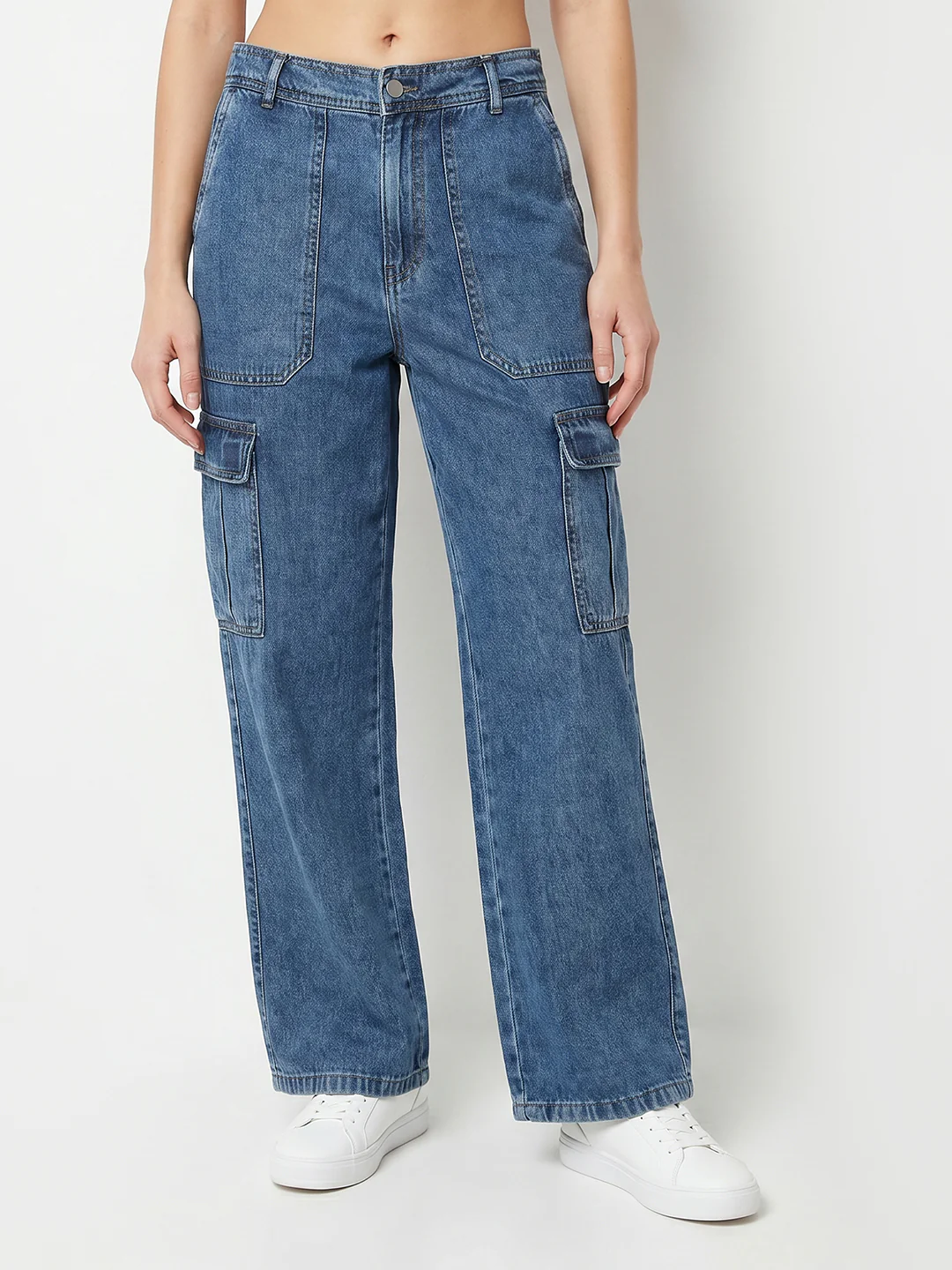 Women Blue Mid-Rise Cargo - Image 2